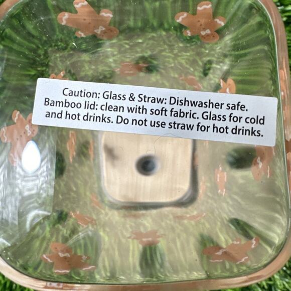 4Pcs Glass Cups With Bamboo Lids and Straws,16Oz Ice Coffee Clear 4p - Picture 5 of 8